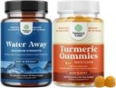 Water Away Akışkanları Dandelion Leaf Extract & Green Tea for Bloating Relief and Turmeric Gummies for Yetişkinler Peach Flavor - Turmeric Curcumin with Black Pepper Extract and Ginger