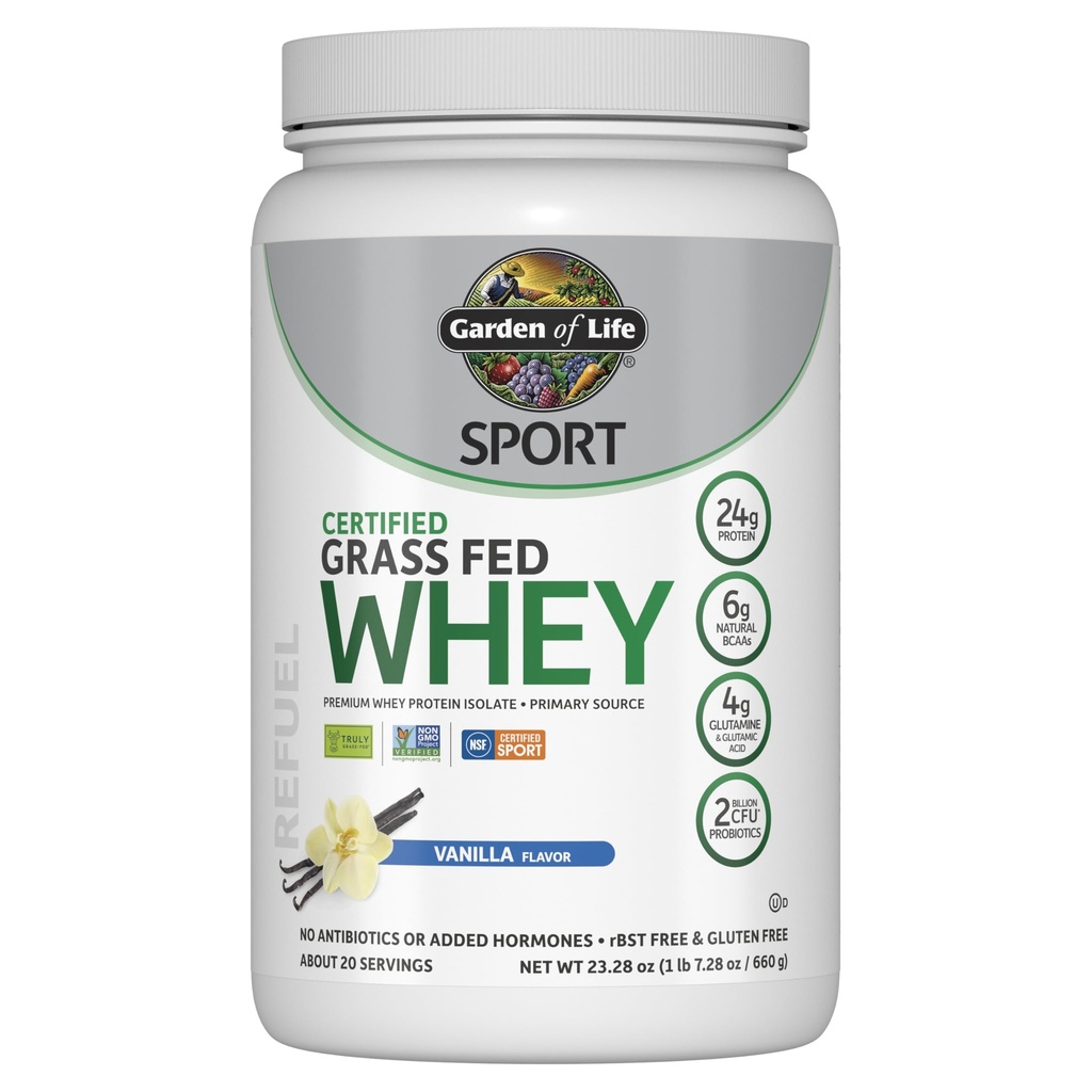 Life SPORT Whey Protein Toz Vanilla, Premium Grass Fed Whey Protein Isolate artı Probiyotikleri Immune System Health, 24g Protein, GMO, Gluten Free, Cold Processed - 20 Servisler