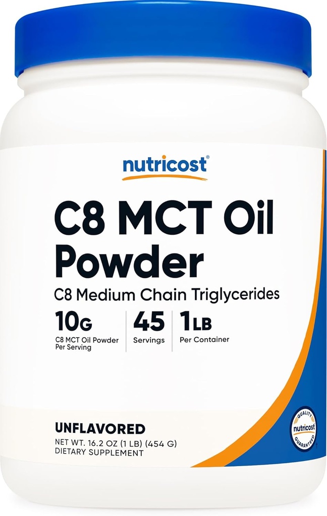 Nutricost C8 MCT Oil Toz 1LB (16.2oz) -% 95 C8 MCT Oil Toz