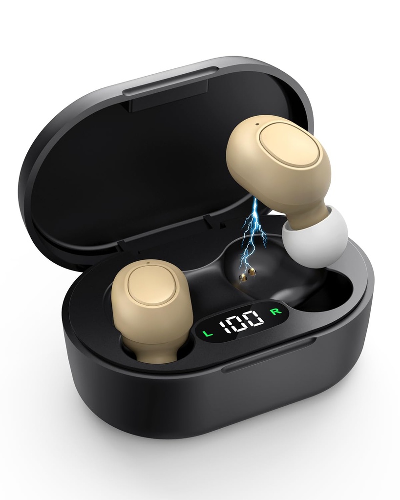 Βοηθήματα ακοής για ηλικιωμένους - Βοηθητικό ακοής επαναφορτιζόμενο για απώλεια ακοής με ευφυή μείωση θορύβου, Αόρατος Ενισχυτής ακοής Audien με έλεγχο έντασης και φορητή περίπτωση φόρτισης