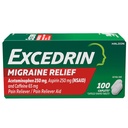 Migraine Belirtileri için Excedrin Migraine Relief Caplets, Acetaminophen 250 mg, aspirin 250 mg, Caffeine 65 mg, Pain Reliever, 100 Count Count Count