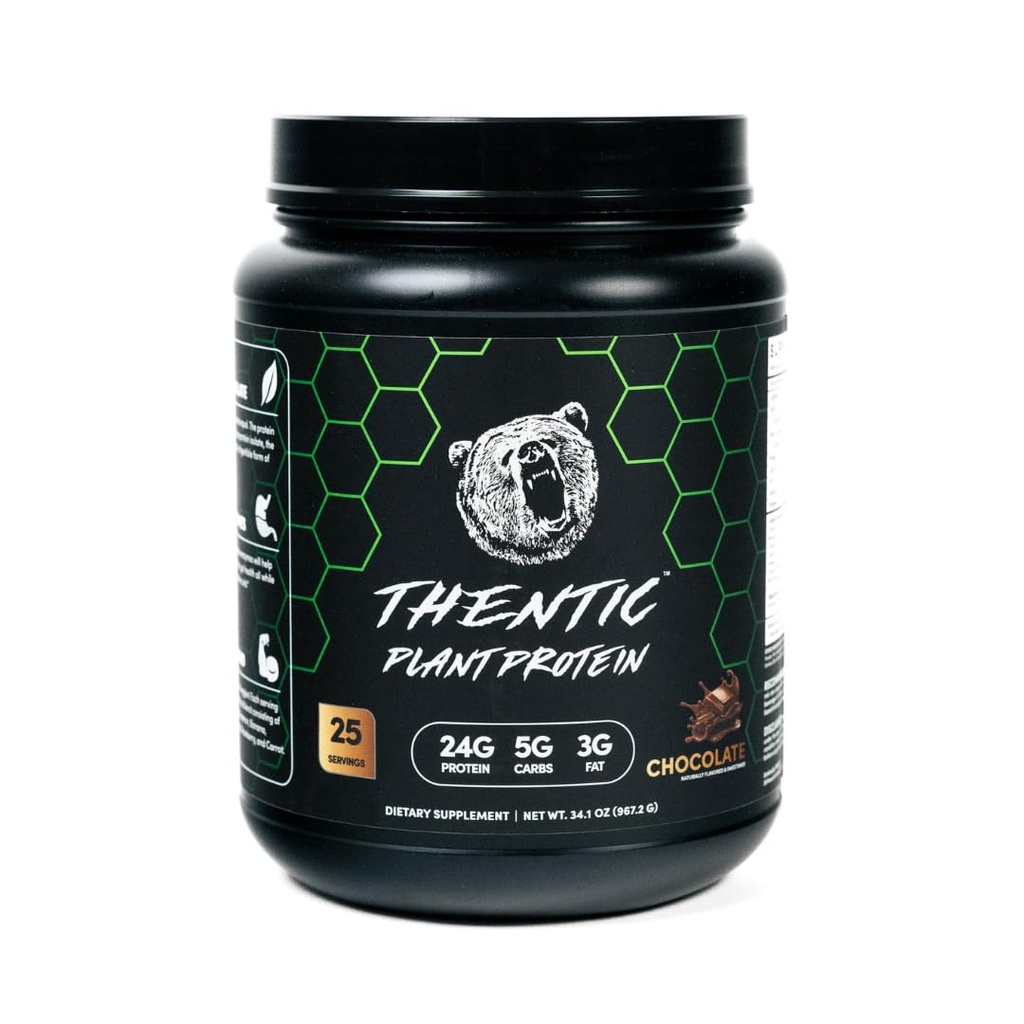 THENTIC Plant Based protein Toz - Non Dairy Vegan protein, Zero Yapay Malzemeler,Soy & Gluten Free,Nodrew Sugar,5.8g BCAA,Digestive Enzymes,Organic Superfoods.25 Hizmetler (Chocolate 2.1)