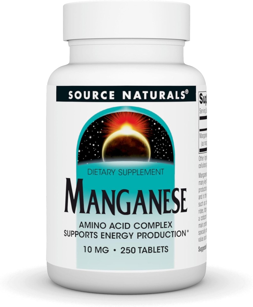 Source Naturals Manganese, Amino Acid Chelate - Supports Energy Production - 250 Tablet