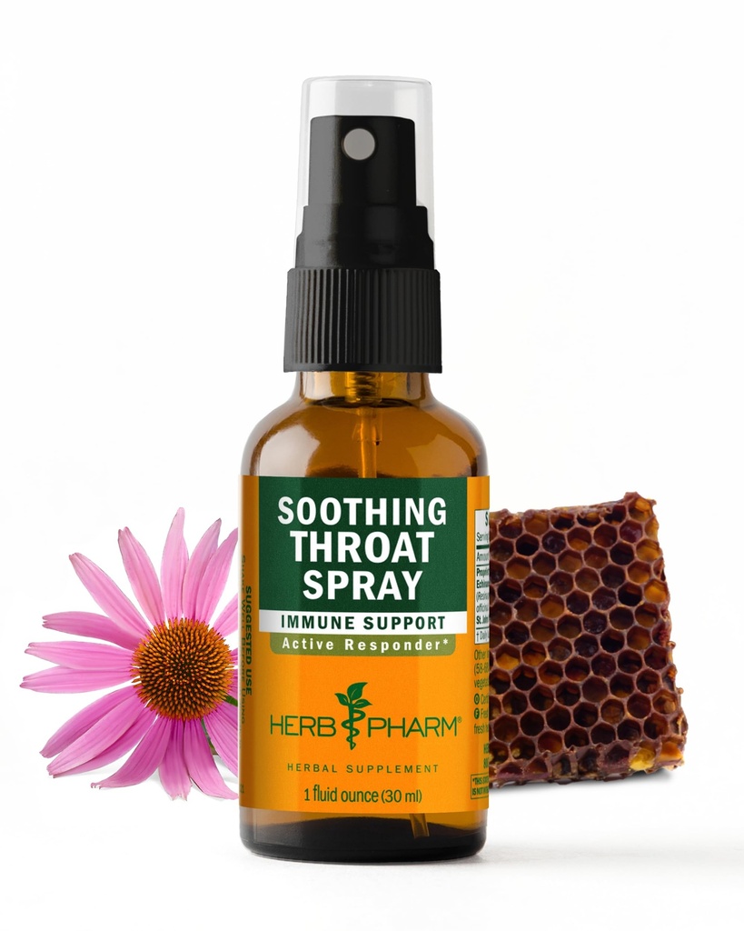 Herb Pharm Soothing Throat Spray Herbal Formula ile Echinacea ve Propolis, 1 Fl Oz (Pack of 1)