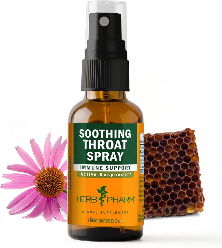 Herb Pharm Soothing Throat Spray Herbal Formula ile Echinacea ve Propolis, 1 Fl Oz (Pack of 1)