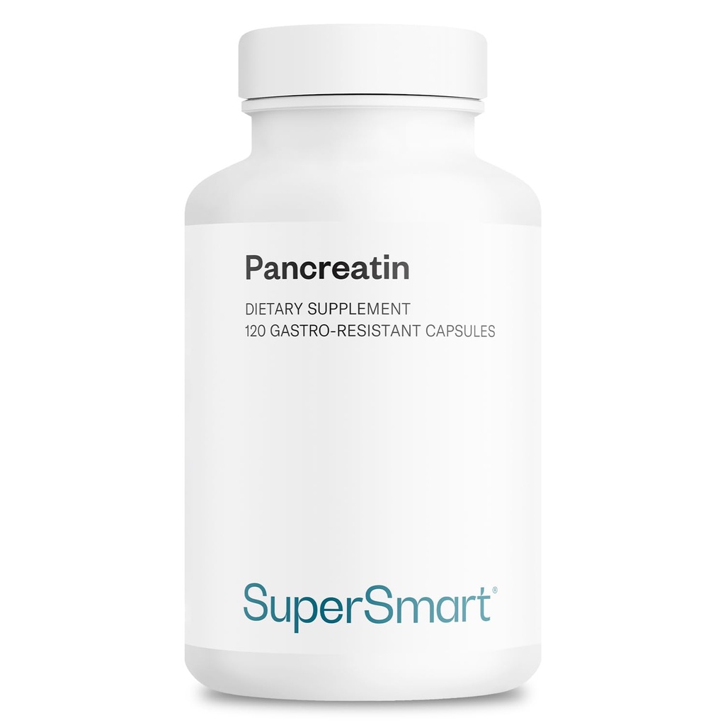 Supersmart - Pancreatin 10X 4000 per Day (Extra Strength) - Digestive Enzymes Supplement - Protease, Lipase, Amylase, Trypsin - Sağlıklı Digestion Support | Non-GMO & Gluten Free - 120 DR Capsules