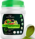 Green Superfood Powder – Organic Super Greens Drink for Bloating, Energy & Digestion – Daily Vegan Detox Supplement with Spirulina, Chlorella, Prebiotics – 53 Servings
