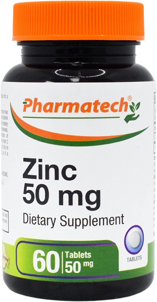Çinko 50 mg, Immune Support Supplement, Elemental çinko Chelated Gluconate, Mineral Antioksi for Man and Woman Health, Acne, Easy to Swallow, 60 Tabletler