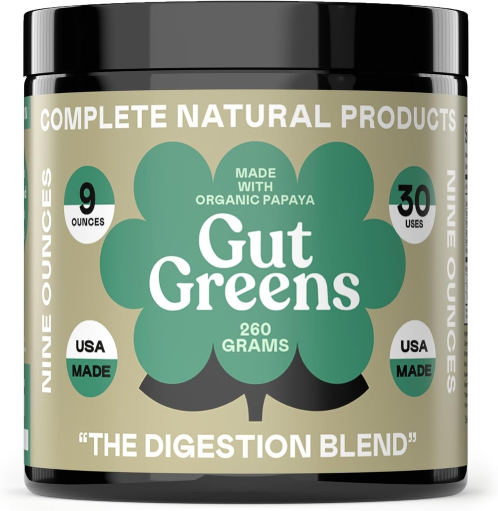 Gut Greens Superfood Toz Formula Supplement - Amazing Raw Digestive Enzyme Supplements Grass Mix, 9oz, 30 Hizmet