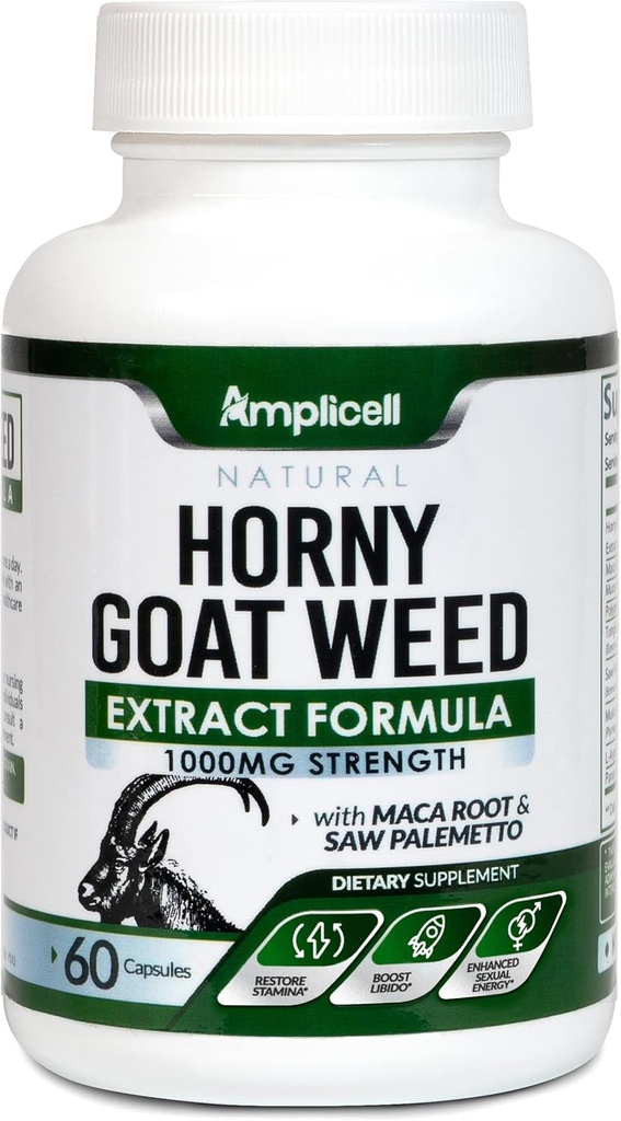 Horny Goat Weed with Maca Root, Tongkat Ali, L-αργινίνη & Panax Ginseng – Ανδρική απόδοση & συμπλήρωμα Booster Libido – Ενέργεια, Stamina & Vitality Χάπια για άνδρες & γυναίκες – 60 κάψουλες