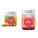 OLLY Multi + Probiotic Adult Multivitamin Gummy, 1 δις CFUs, Digestive και ανοσοποιητική υποστήριξη & Ουράνια Gummy μαλλιών, Υποστηρίζει υγιή μαλλιά, κερατίνη, βιοτίνη, AMLA, Chewable συμπλήρωμα, 30 ημέρες