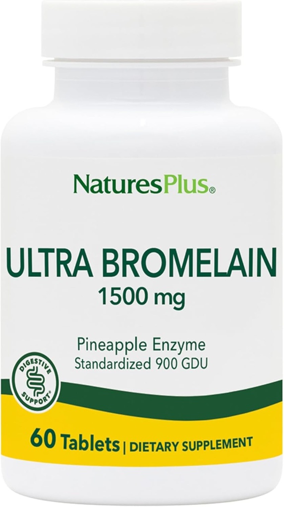NaturesPlus Ultra Bromelain - 60 Tablet - 1500 mg of Pineapple Bromelain - Ortak Destek sağlayın ve Digestive Health - 60 Hizmetler