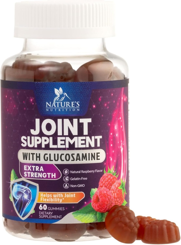 Κοινή Υποστήριξη Gummies Glucosamine Plus Vitamin E - Το συμπλήρωμα κοινής υποστήριξης της φύσης για την περιστασιακή δυσφορία για την πλάτη, τα γόνατα και τα χέρια - Cartilage & Joint Health & Flexibility Support - 60 Gummies