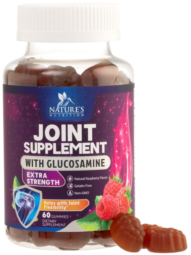 Ortak Destek Gummies Glucosamine Plus Vitamin E - Doğanın Occasional Discomfort for Back, Dizler & Hands - Cartilage & Ortak Sağlık & Flexability Support - 60 Gummies