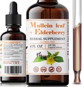 FabLab Mullein Leaf Extract with Elderberry 4 Fl Oz - Amerika'da Yapıldı - Daha İyi Lung için Merdiven - Lung Detox için Merdiven - Bronchial Cleanse for Smokers - Respiratory Herbal Supplement