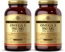 Solgar Triple Strength Omega 3 950 mg - 100 Softgels, Συσκευασία των 2 - Υποστηρίζει την κοινή & την υγεία του δέρματος - Μη ΓΤΟ, Χωρίς γλουτένη, χωρίς γαλακτοκομικά - 200 Σύνολο Σερβιρίσματος