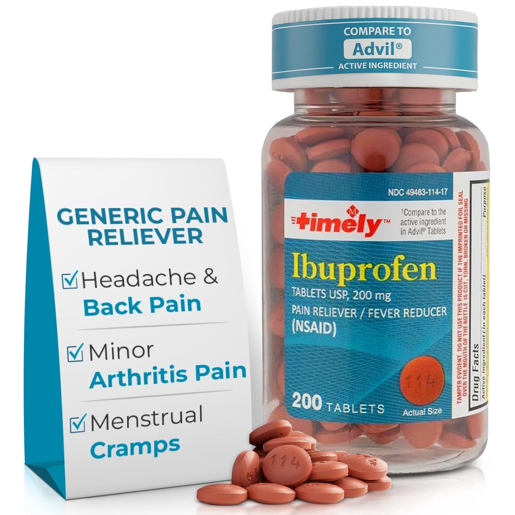 TIME-CAP LABS, INC. Zamanlı Ibuprofen 200 mg 200 Tablet - (NSAID) Ağrı Kalp Pilleri Baş Ağrısı, Menstrual Pain, Tooth Aches, Muscle Pain, Arthritis Pain, Body Aches