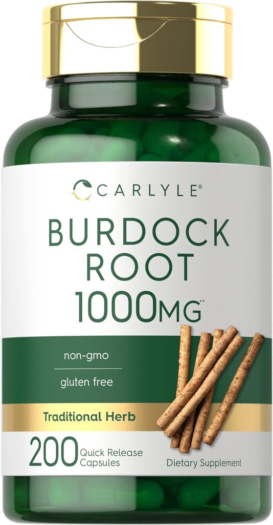 Carlyle Burdock Root | 1000 mg | 200 Capsules | Non-GMO ve Gluten Free Formula | Geleneksel Herb Supplement | Arctium Lappa Tür