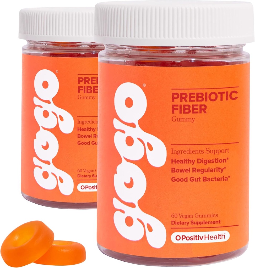 Yetişkinler için GOGO Fiber Gummies, 60 Count (Pack of 2) - Prebiyotik Chicory Root Inulin Fiber Supplement - Digestive Gut Health - Non-GMO, Vegan & Cruelty-Free-Free
