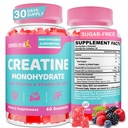 Creatine για τις γυναίκες, Creatine Monohydrate Gummies - Δεν Bloating - Createine Pre και Post Workout Chewables συμπλήρωμα με Taurine & B6 - για την ανάκτηση, δύναμη, ενέργεια & μποτάκια, απόδοση, 60 Counts