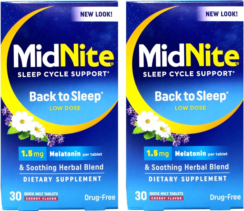 Occasional Sleeplessness için Midnite Sleep Aid, 30 Chewable Cherry Tabletler (Value Pack of 2)