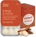 NeuroGum Energy Caffeine Mints (72 Τεμάχια) - Ζάχαρη Χωρίς L-θεανίνη + Φυσική καφεΐνη + Βιταμίνη B12 & B6 - Nootropic Energy & Focus Supplement for Women & Men