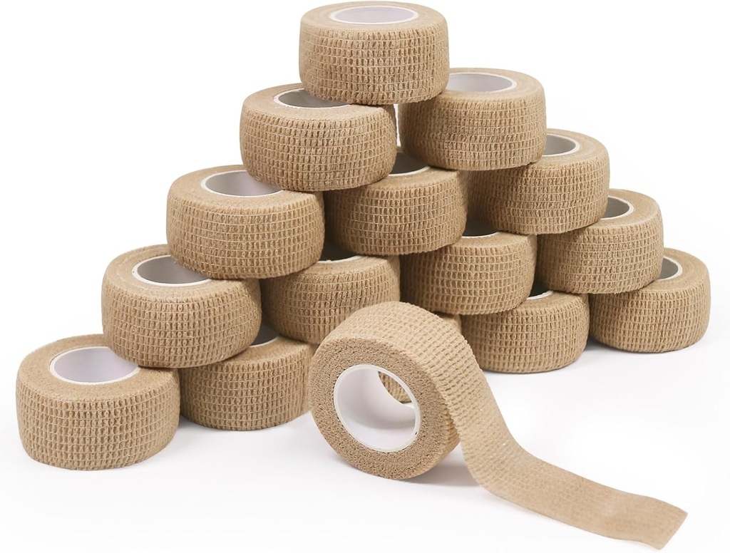 16 Rolls Αυτοσυγκολλητική Wrap Bandage - Για αύριο 1 ίντσα Μικρή αναπνευστική Cohesive Athletic Tape, Stretch Adherent Finger Wrap για τον αθλητισμό, τραυματισμό, πρώτες βοήθειες Medical, Toe Strains & Swelling