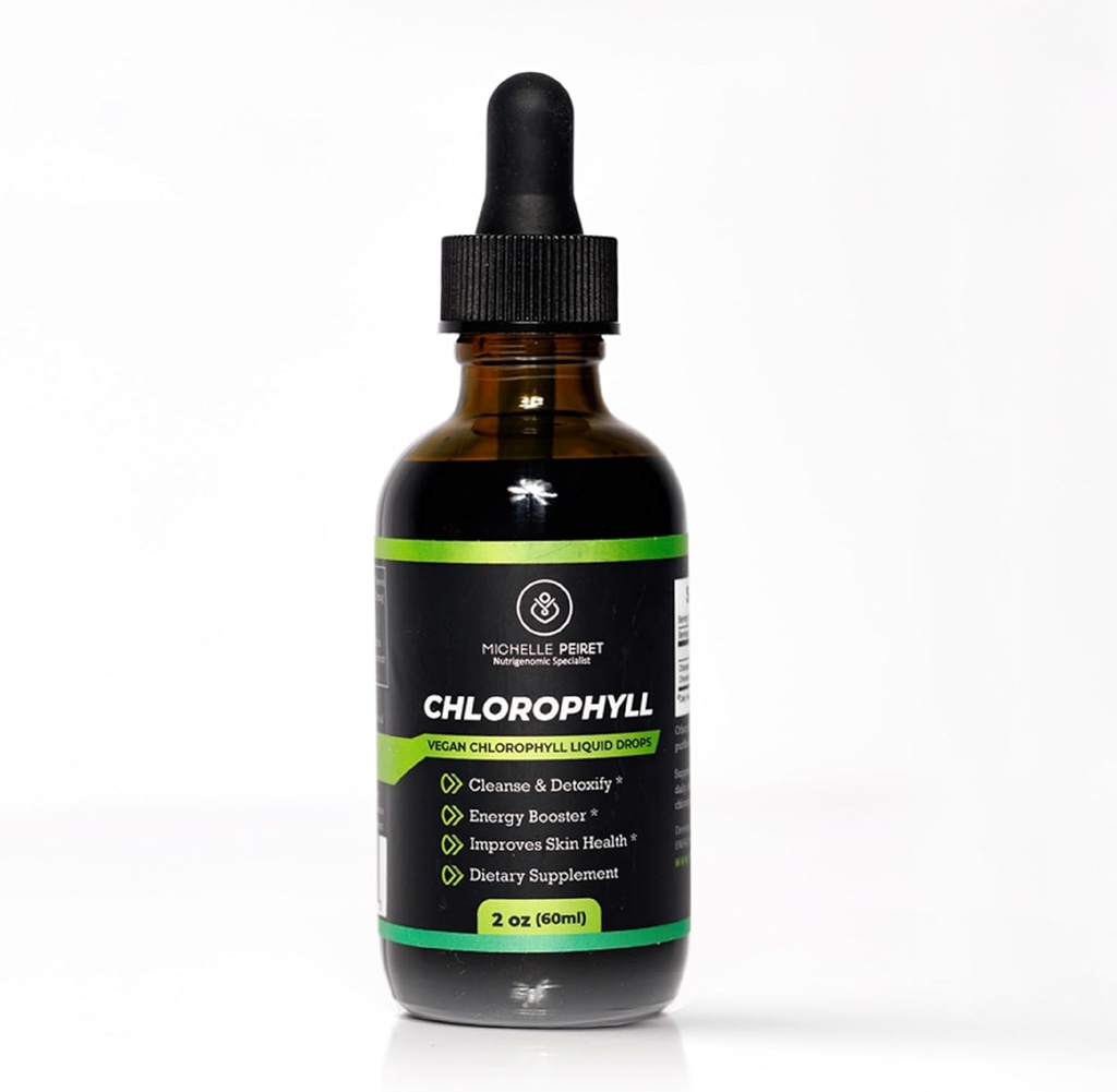 Chlorophyll Liquid Drops, Premium Quality Chlorophyll, Skin Detox and Energy Support, 2oz/60ml