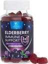C, D3 ve çinko Vitamini ile Yaşlı Gummies - Immune Support Gummy for Kids & Yetişkinler, Black Elderberry Extract Gummy Immune Health Support Supplement, Black Elder Berry Vitamin - 60 Gummies