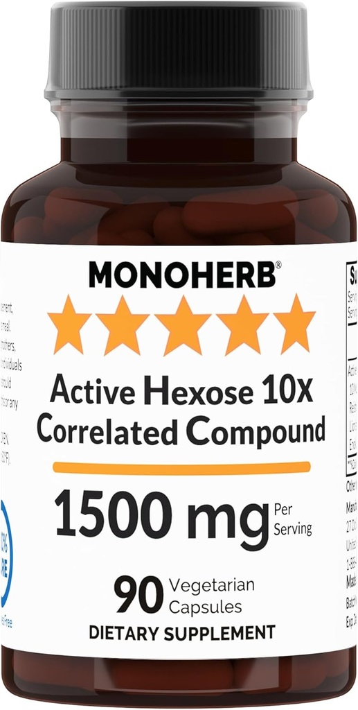 MONOHERB Active Hexose 10x Corlev bileşikler, 1500 mg - 30 Hizmet - 90 Capsules 500 mg per Capsules