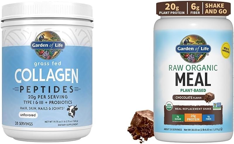 Life Grass Fed Hydrolyzed Collagen protein Supplements, Toz, 19.75 Oz & Tasty Organik Çikolata Meal Emekli Shake Vegan 20g