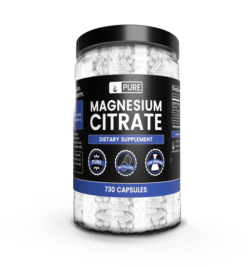 Pure Original Ingredients Magnesium Citrate (730 Capsules) No Magnesium Or Rice Fillers, Always Pure, Lab Verified