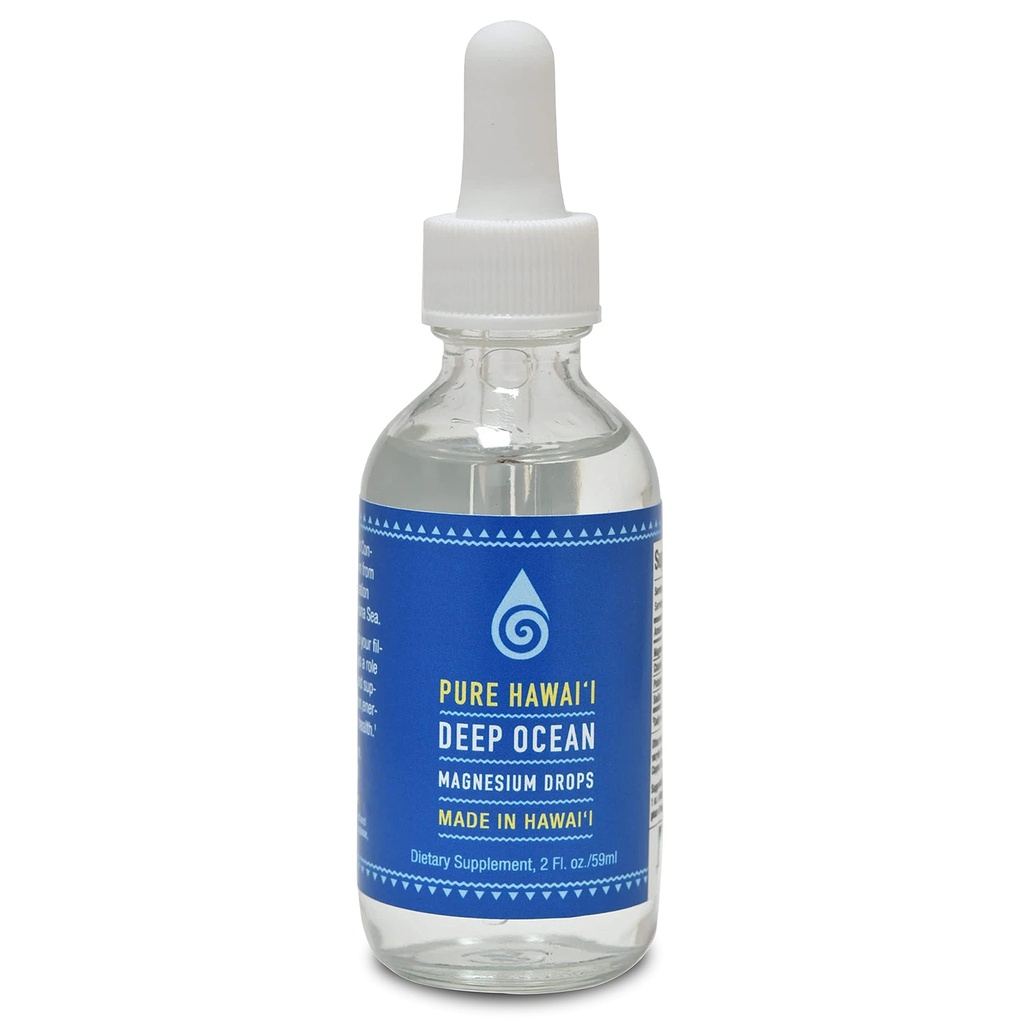 Pure Hawaii Deep Ocean Magnesium Drops – Made in Hawaii – with Other Trace Minerals – Easy to Take Liquid 2 Fl. Oz. – Aids in Brain, Mood. Μυϊκό, Νεύρο, & Καρδιαγγειακή Υγεία