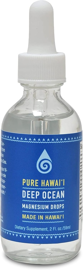 Pure Hawaii Deep Ocean Magnezyum Drops - Hawaii'de yapılır - Diğer Trace Mineralleri ile - Sıvı 2 Fl. Oz. - Beyin'deki Yardımlar, Mood. Kas, Nerve, & Cardiovascular Health