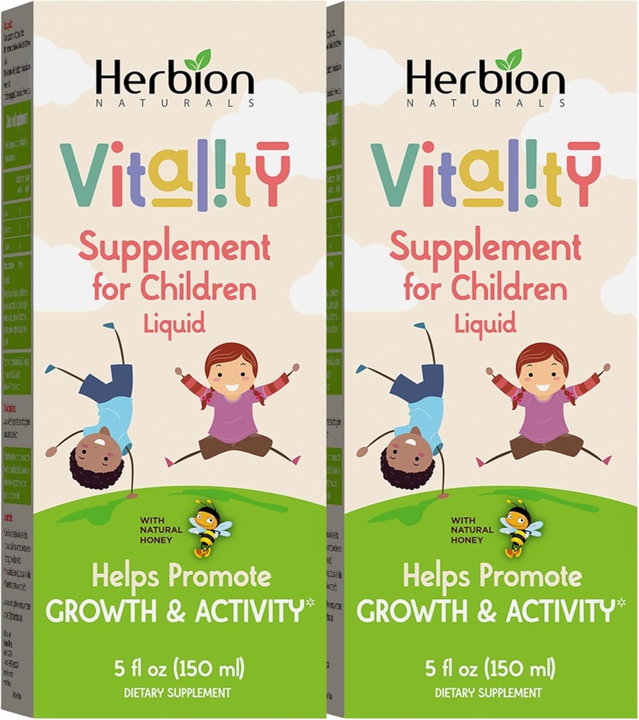HERBION Naturals Συμπλήρωμα ζωτικότητας για παιδιά, προάγει την ανάπτυξη και την όρεξη, ανακουφίζει τη κόπωση, βελτιώνει την ψυχική και φυσική απόδοση, για παιδιά 1 έτους και άνω, 5 fl Oz (πακέτο του 2)