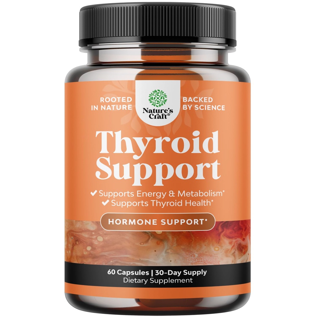 Herbal Thyroid Support Complex - Potent Kelp Iodine Supplement with L Tyrosine, Bladderwrack, Selenium & Pure Ashwagandha for Hormon Dengesi - Mood & Energy Diyetary Pills - 60 Capsules