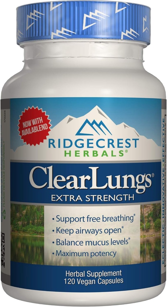 RidgeCrest Clearlungs Extra Strength, Homeo/Herbal Decongestant , 120 Veg Capsules