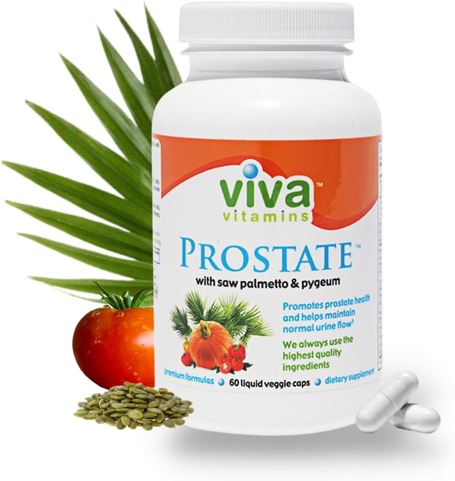 Vivas Vitamin Prostate Health Supplements for Men - with Pygeum, Riley Seed Oil, and Saw Palmetto for Men, Prostate Supplements for Men, Prostate Formula for Bladder Health, 60 Veggie Caps