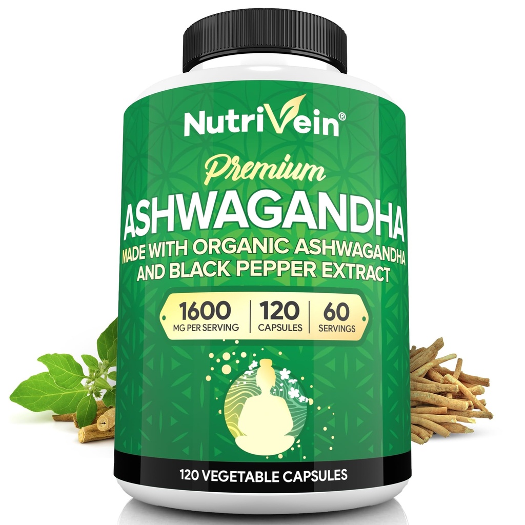 Men & Kadınlar için Sohwagandha - 1600 mg - Black Pepper ile Geliştirildi - Mood Balance için High-Ab component Root Toz Ashwagandha Supplements for Mood Balance, Restful Sleep, & Focus - 120 Vegan Capsules