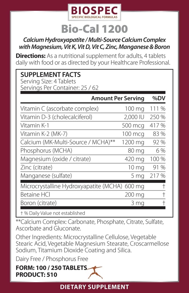 BioSpec Beslenmeals Bio-Cal 1200 (250 Tablet)