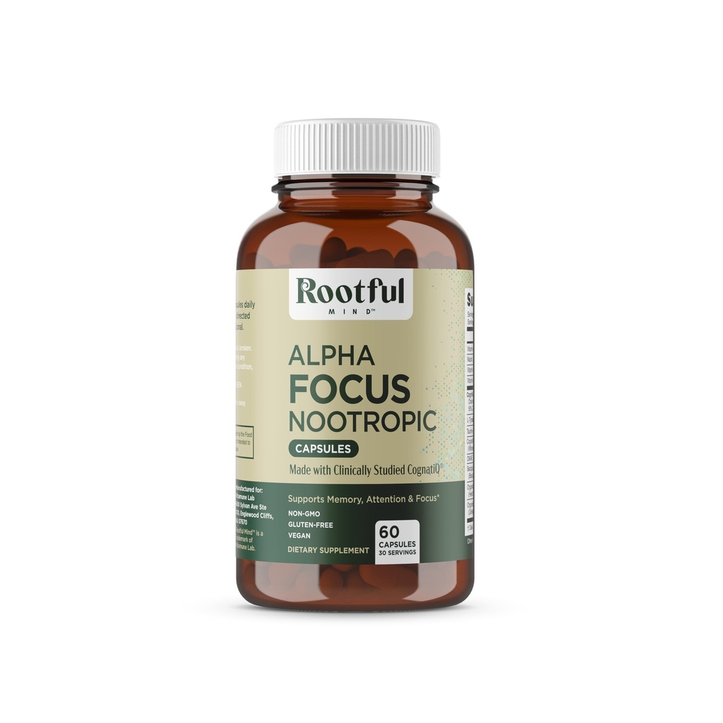 Alfa Focus Nootropic - Memory and Focus Brain ATM Supplement with Choline, Citicoline, GPC, L-Tyrosine, Bacopa Monnieri, DMAE, Gingko Biloba, Lion's Mane, Niacinamid - 60 Capsules