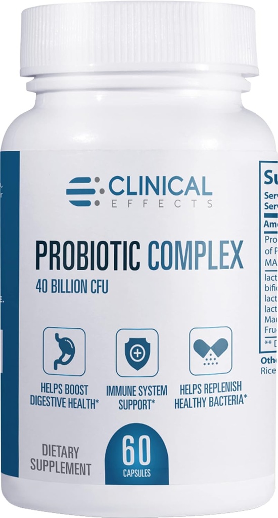 Clinical Effects Probiotic Complex - Gut Health Probiotics for Women and Men - 6 Βασικά Βιολογικά Προβιοτικά Στελέχη για την υποστήριξη της πέψης και της συνολικής υγείας - 60 Veggie Probiotic Κάψουλες - Κατασκευάζονται στις ΗΠΑ