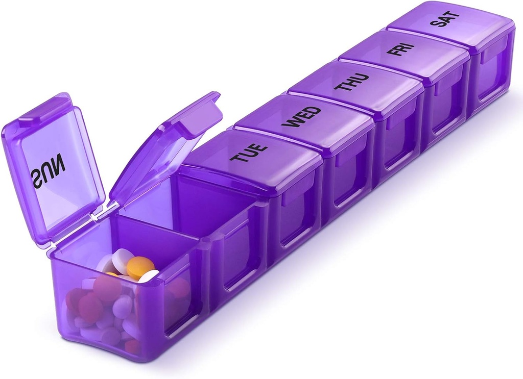Pill Organizer XL Extra Large Weekly and Daily Pill Cases for Pills/Vitamin/Fish Oil /Supplements (Purple)