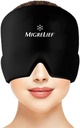 Migrelief Ημικρανία Relief Cap - Ice Cap για Ημικρανίες και Πονοκεφάλους με 360 μοίρες Κεφαλή και Μάτια Κάλυψη - Ψυχρή Θεραπεία Κεφαλαλγία Καπέλο και Ημικρανία Μάσκα για Φυσικό Πόνος Ανακούφιση - Ένα μέγεθος, Μαύρο