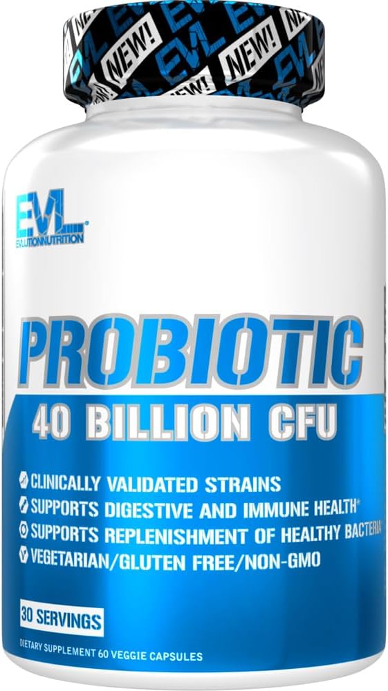 Evlution Beslenme Probiyotik - 40 Milyar CFU - Destekler Digestive + Immune Health - Erkekler ve Kadınlar için Probiyotik Supplement - Gluten Free & Non-GMO - 30 Hizmet - 60 Veggie Capsules