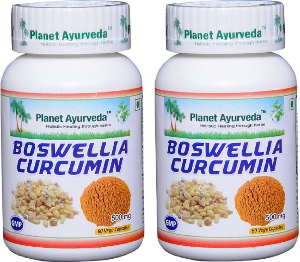 Planet Ayurveda Boswellia Curcumin, 500 mg Veg Capsules - 2 Şişes