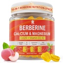 Συμπλήρωμα βερβερίνης Gummies Χωρίς ζάχαρη, Πρόσθετη απορρόφηση με λιποσωμική βερβερίνη & βερβερίνη HCI, Ασβέστιο, Μαγνήσιο, ενεργοποιητής MPK για ζάχαρη & επίπεδο, ανοσοποιητικό, ενέργεια, μεταβολισμό - Συσκευασία 2