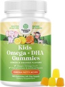 Çocuklar için Omega DHA Gummies - Fatty Asits Omega 3 6 9, Beyin Için C vitamini ile Immunity & Vizyon - Sağlıklı Nervous System & Focus Desteği için Beslenme DHA - Fish Free & Vegan - 180 Chews