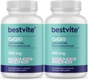 BESTVITE Coenzyme CoQ10 100 mg (240 Vejetaryen Capsules) (2-Pack) Doğal Fermented - No Stearates - No Fillers - Vegan - Non GMO - Gluten Free