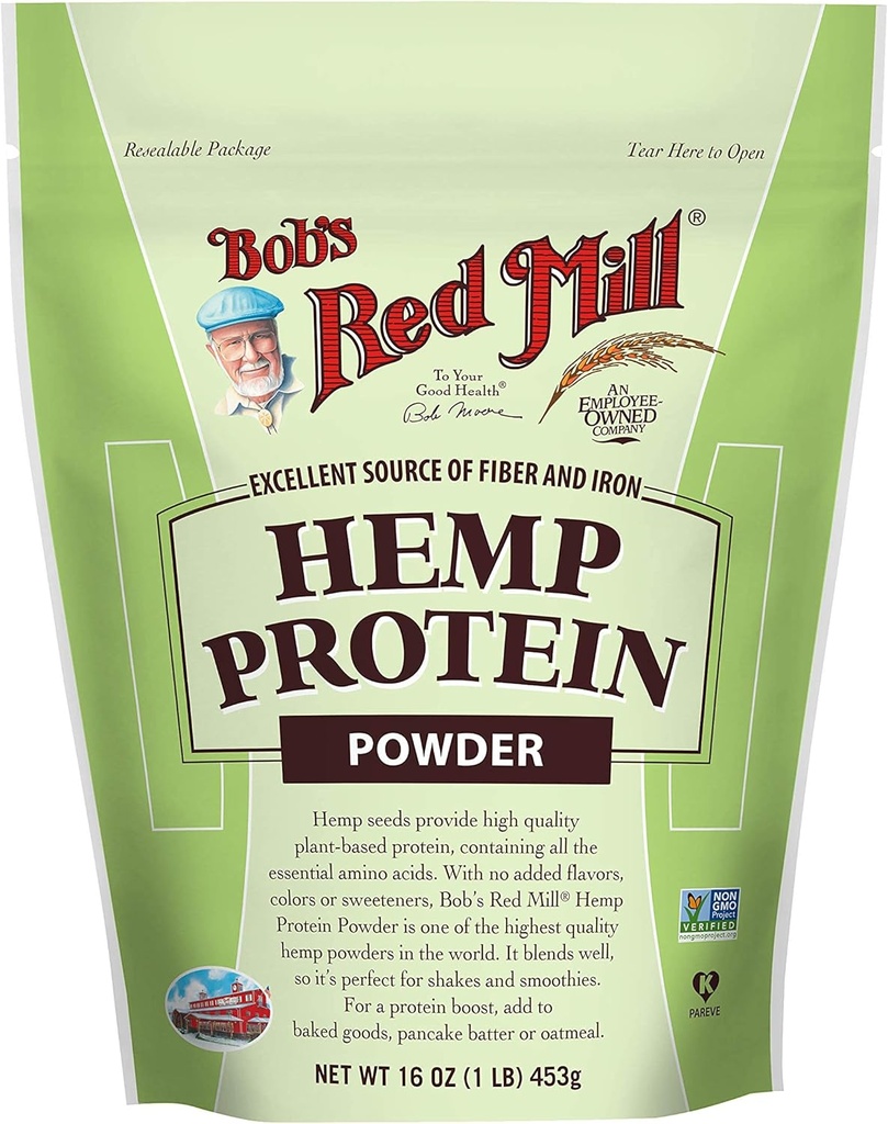 Bob's Red Mill Resealable Hemp Protein Toz 16 Ounce (Görünen 5)